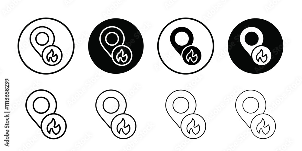 Aufkleber fire location icon Outline vector for web ui