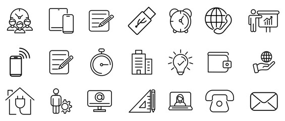  Office icon set. illustration sign symbol. editable