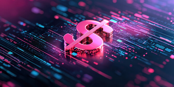 vibrant digital dollar sign symbolizing finance and technology trends