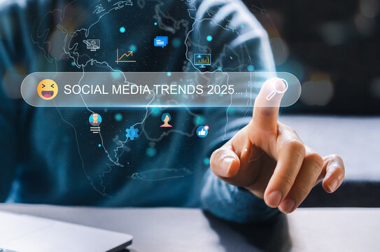 Social media trends 2025, emerging technology trends, future social platforms, digital marketing trends, online engagement 2025 content strategy evolution, advertising innovation, social media growth - Powered by Adobe