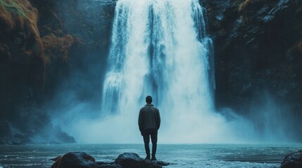 Obraz premium Solitude by the Majestic Waterfall