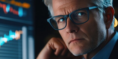 Intense Businessman Observing Data