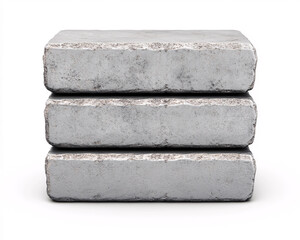 Explore the versatility of stacked concrete blocks in construction projects showcasing their utility in various designs. On white background