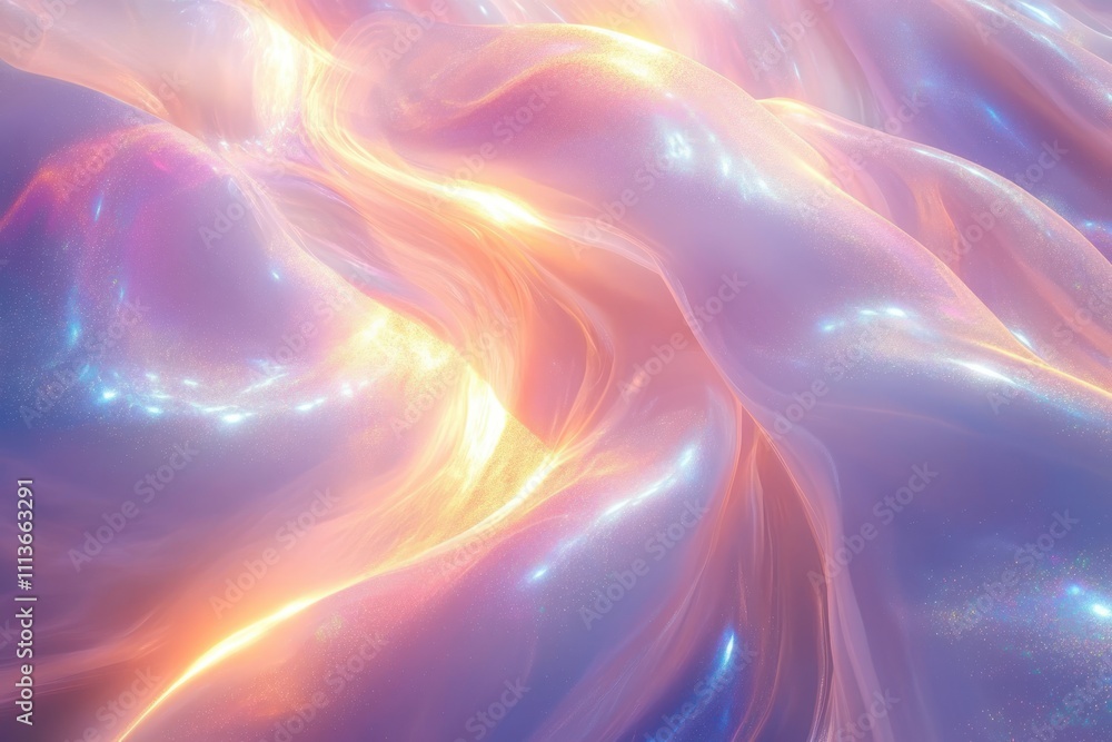 Poster iridescent rainbow overlay flare background with sparkling light and soft pastel texture