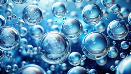 Close-up of oxygen bubbles and hyaluronic acid in water, oxygen bubbles, hyaluronic acid, water, skincare, beauty