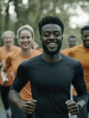 Athlete's Smiling Confidence in Running Team