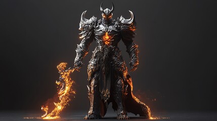 Fiery Knight in Black Armor