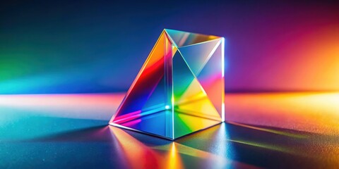 Abstract glass prism with colorful minimalist background, rendering, glass, prism, abstract, colorful, minimalist, background