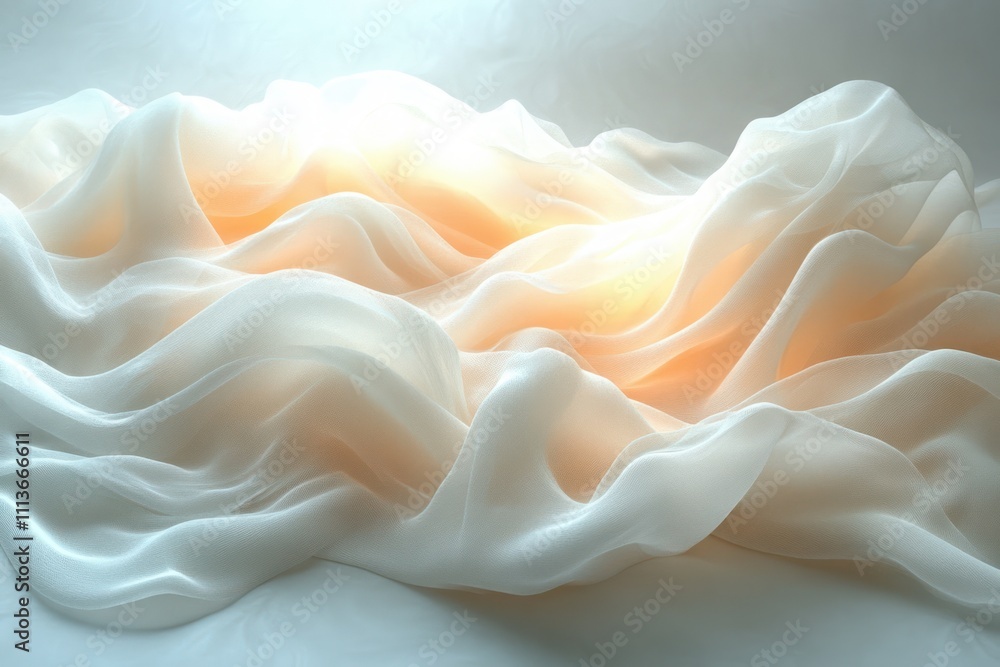 Poster white ethereal background with soft light and flowing textures
