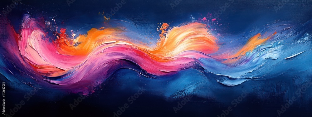 Poster abstract colorful brush stroke swirl wave background art fluid motion design brushstroke splash ribb