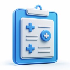 Fototapeta premium Bright Blue and White 3D Medical Chart Icon with Minimal Cartoon Design