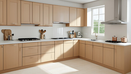 Fototapeta premium A stylish and clean kitchen、Generated AI