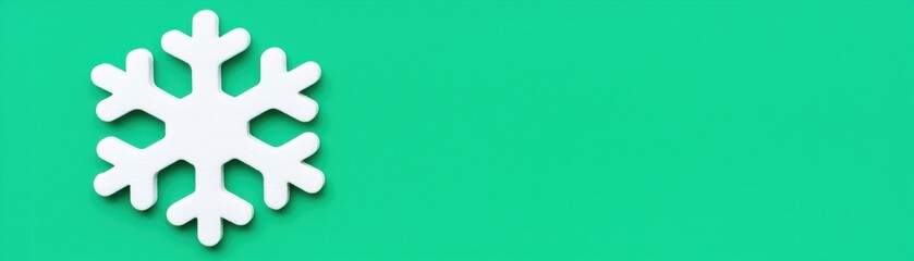 Obraz premium Wide winter banner. Snowflake on a vibrant green background.