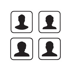 user icon set. Set man head icon silhouette. Male avatar profile sign, face silhouette logo