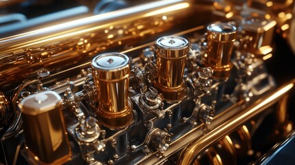 Fototapeta premium Golden Engine Detail