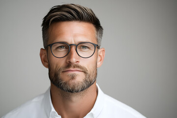 Obraz premium Handsome man studio portrait, isolated on white background