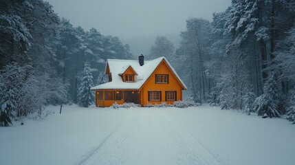 a house covered in snow