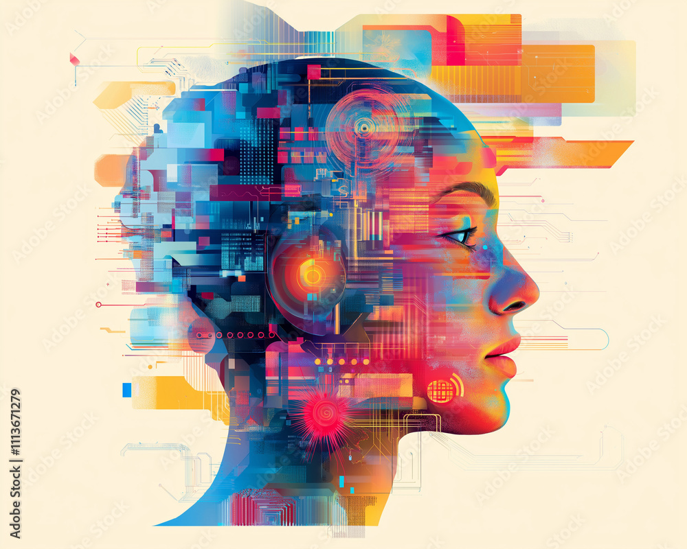Poster brain rot internet communication concept. a surreal image depicting the overwhelming effects of exce