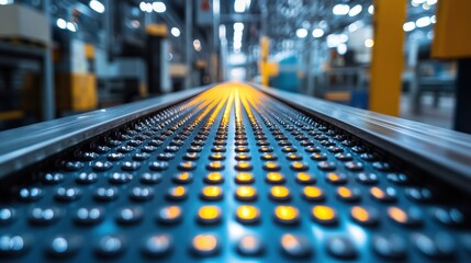 a metal conveyor belt on wheels