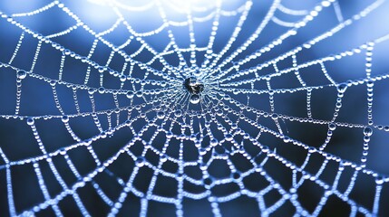 Obraz premium Dewdrops Adorn Intricate Spiderweb Threads