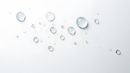Water droplets on white surface top view background
