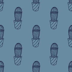 Seamless pattern with cactus doodle for decorative print, wrapping paper, greeting cards and fabric