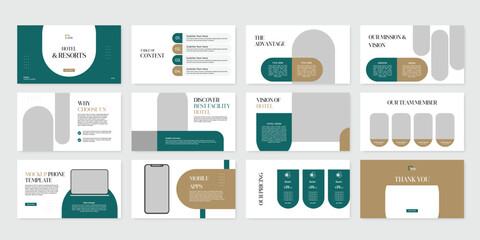 hotel & resorts presentation design template, hotel powerpoint slides presentation layout 