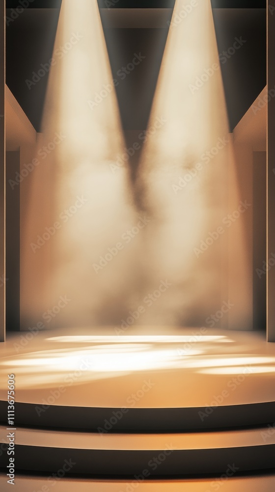 Aufkleber empty performance stage with dramatic lighting and smoke effects, creating an inviting atmosphere.