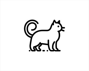 
Minimalist Cat line art logo design icon vector illustration. Animal logotype concept. Cat Outline logo.