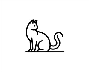 
Minimalist Cat line art logo design icon vector illustration. Animal logotype concept. Cat Outline logo.