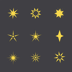 Golden Sparkle Stars Set Collection on White Background
