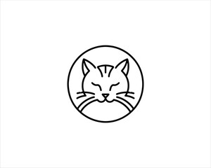 
Minimalist Cat line art logo design icon vector illustration. Animal logotype concept. Cat Outline logo.