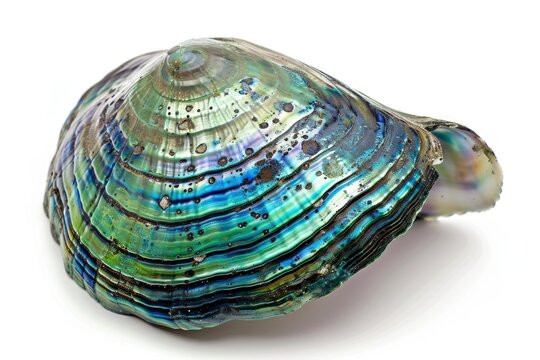 green and blue New Zealand shell isolated on white background