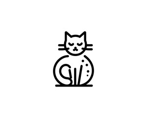 
Minimalist Cat line art logo design icon vector illustration. Animal logotype concept. Cat Outline logo.