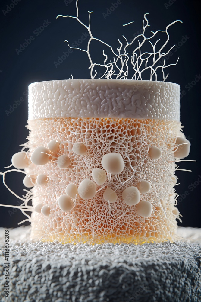 Poster cross-sectional view of layered nanomaterial structures demonstrating their unique strength and mech