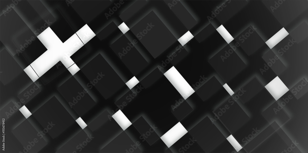 Poster abstract smooth white and black geometric gradient square line pattern future concept texture backgr