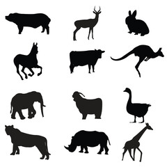 Animal element wildlife silhouette collection
