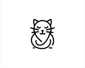 
Minimalist Cat line art logo design icon vector illustration. Animal logotype concept. Cat Outline logo.