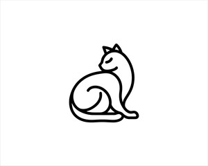 
Minimalist Cat line art logo design icon vector illustration. Animal logotype concept. Cat Outline logo.