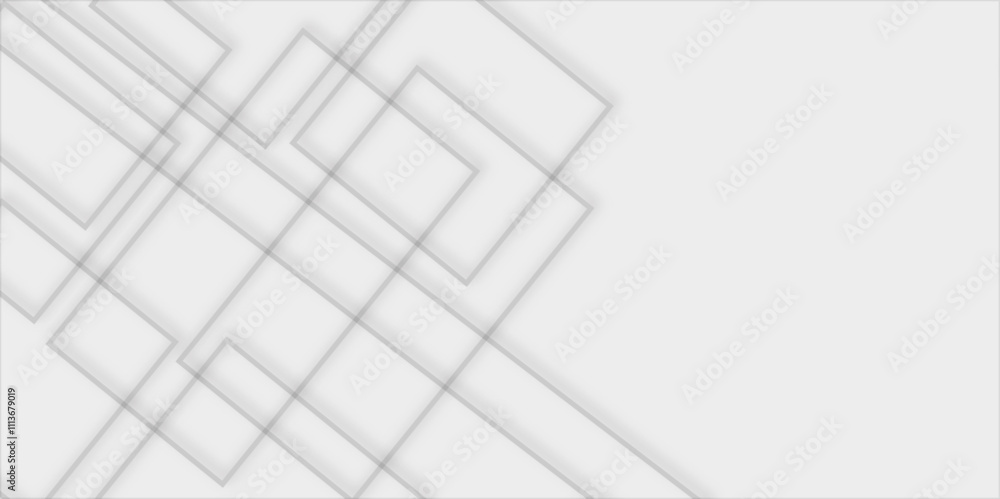 Poster abstract smooth white and grey geometric gradient square line pattern future concept texture backgro