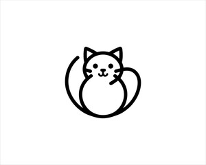 
Minimalist Cat line art logo design icon vector illustration. Animal logotype concept. Cat Outline logo.