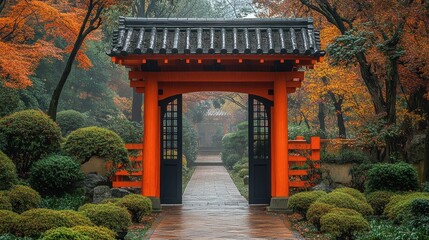 Obraz premium a red and black japanese gate