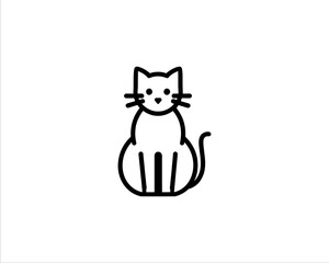 
Minimalist Cat line art logo design icon vector illustration. Animal logotype concept. Cat Outline logo.