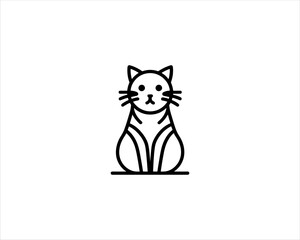 
Minimalist Cat line art logo design icon vector illustration. Animal logotype concept. Cat Outline logo.