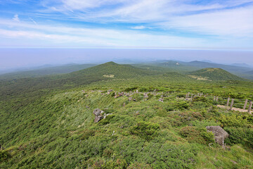 산 정상에서 바라보는 자연 풍경 제주 서귀포시 서호동 윗세오름