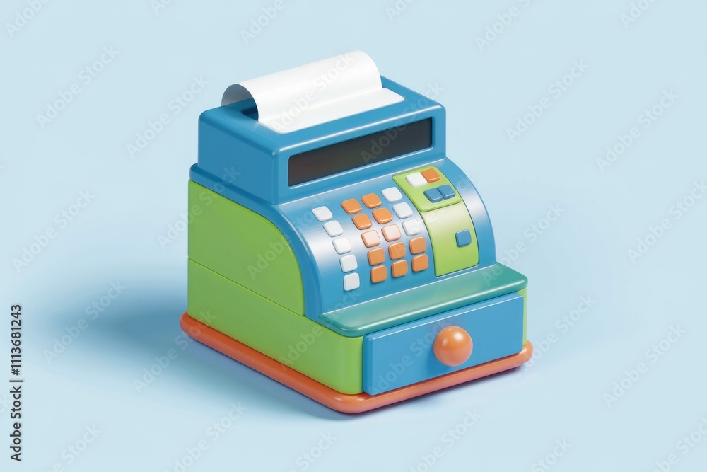 Poster a colorful toy cash register with a drawer