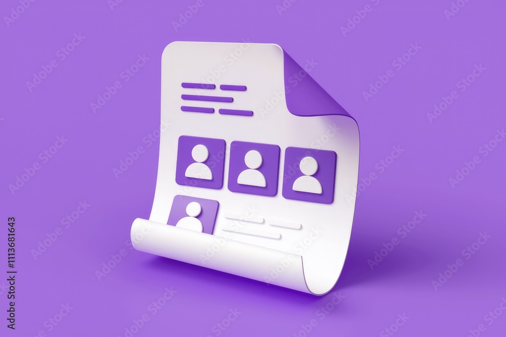 Leinwandbilder A 3D rendering of a document with user icons.