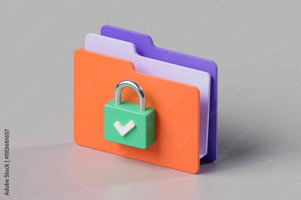 Poster locked folder with a green padlock and a checkmark.