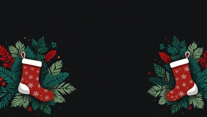 christmas tree with gifts background with copy space. Xmas, New Year celebration concept for greeting postcard, banner