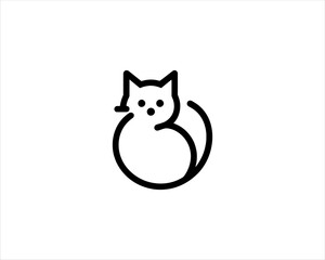 
Minimalist Cat line art logo design icon vector illustration. Animal logotype concept. Cat Outline logo.